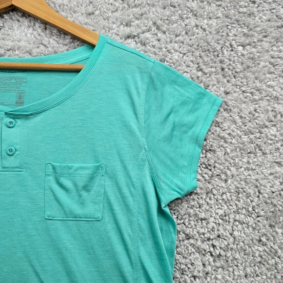 Patagonia Shirt Womens Large Green Capilene Cool Trail Short Sleeve Pullover - Picture 3 of 9